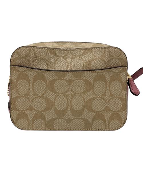 COACH（コーチ）COACH (コーチ) COACH（コーチ）　91677　シグネチャーミニカメラバッグ ピンク×ベージュの古着・服飾アイテム