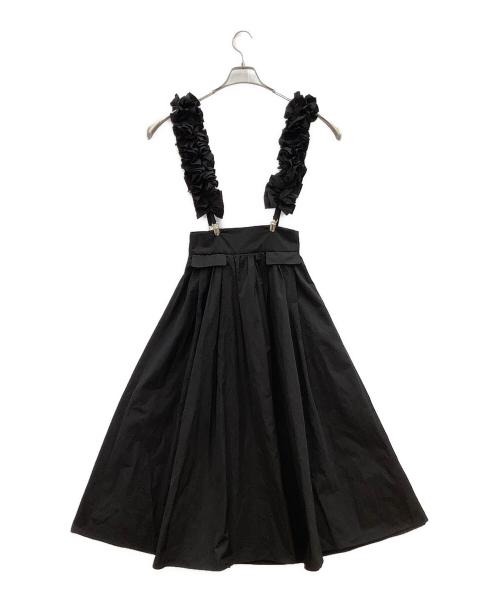 Snidel（スナイデル）Snidel (スナイデル) フリルサスペンダー付ボリュームスカート ブラック サイズ:SIZE 0の古着・服飾アイテム