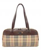 BURBERRYバーバリー）の古着「BURBERRY(バーバリー) ミニボストンバッグ	84887」｜ブラウン×ベージュ