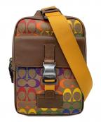 COACHコーチ）の古着「COACH（コーチ）　トラックパックインレインボーシグネチャーキャンバス　C9846　シグネチャー」｜ブラウン