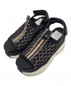 LANVIN en Bleuランバンオンブルー）の古着「バックストラップメッシュサンダル」｜ブラック