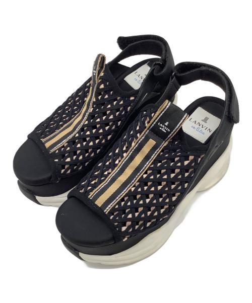 LANVIN en Bleu（ランバンオンブルー）LANVIN en Bleu (ランバンオンブルー) バックストラップメッシュサンダル ブラック サイズ:SIZE Sの古着・服飾アイテム