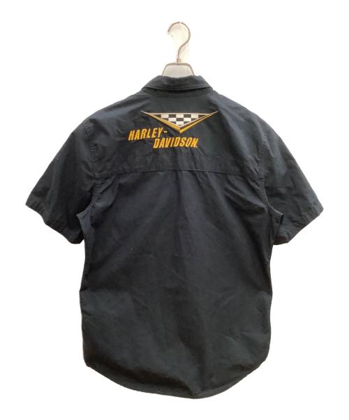 HARLEY-DAVIDSON（ハーレーダビッドソン）HARLEY-DAVIDSON (ハーレーダビッドソン) Race Flag Short Sleeve Woven Shirt ブラック サイズ:SIZE Mの古着・服飾アイテム