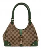 GUCCIグッチ）の古着「ニュージャッキーGGキャンバスハンドバッグ　002058　GG　124409」｜グリーン×ベージュ