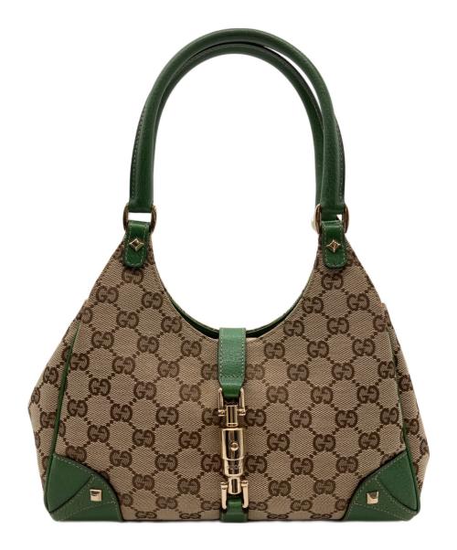 GUCCI（グッチ）GUCCI (グッチ) ニュージャッキーGGキャンバスハンドバッグ　002058　GG　	124409 グリーン×ベージュの古着・服飾アイテム