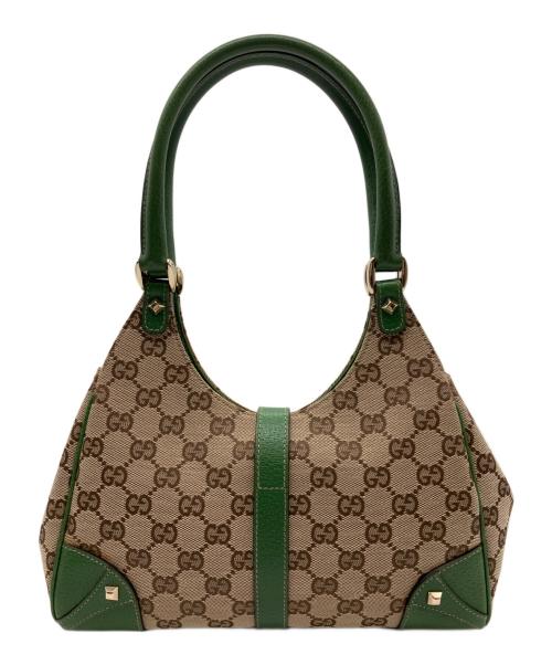 GUCCI（グッチ）GUCCI (グッチ) ニュージャッキーGGキャンバスハンドバッグ　002058　GG　	124409 グリーン×ベージュの古着・服飾アイテム