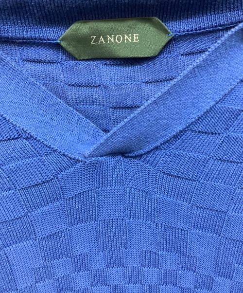 Zanone（ザノーネ）Zanone (ザノーネ) クレープコットン薄手ニット ブルー サイズ:Mの古着・服飾アイテム