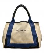 BALENCIAGAバレンシアガ）の古着「トートバッグ　BALENCIAGA（バレンシアガ）　339933　ネイビーカバス ネイビーカバス S　9773・F・00213」｜ブルー×ベージュ