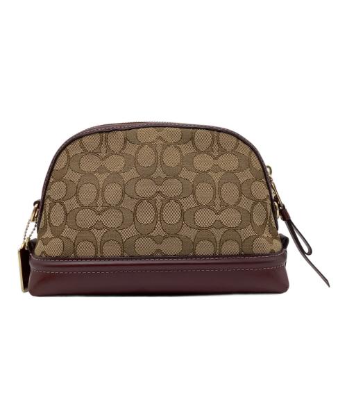 COACH（コーチ）COACH (コーチ) シグネチャー　イヴィ クロスボディ　F38113 ベージュ・ボルドーの古着・服飾アイテム