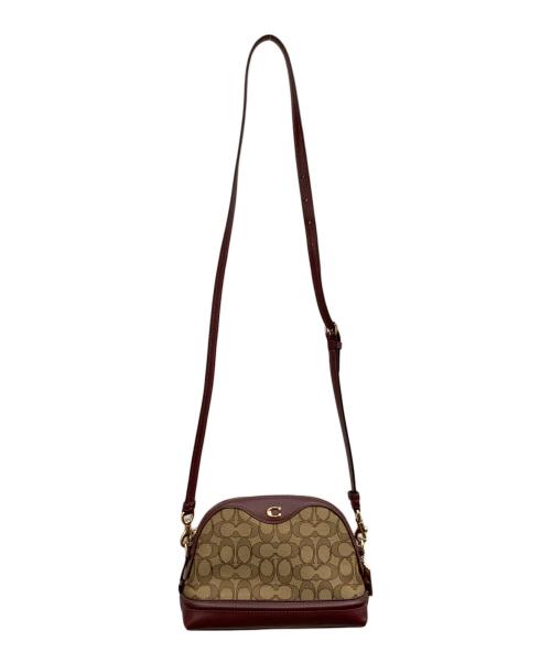 COACH（コーチ）COACH (コーチ) シグネチャー　イヴィ クロスボディ　F38113 ベージュ・ボルドーの古着・服飾アイテム