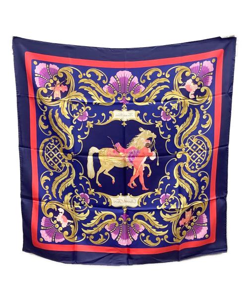 HERMES（エルメス）HERMES (エルメス) カレ90　トルコの馬 Cheval Turc ネイビーの古着・服飾アイテム