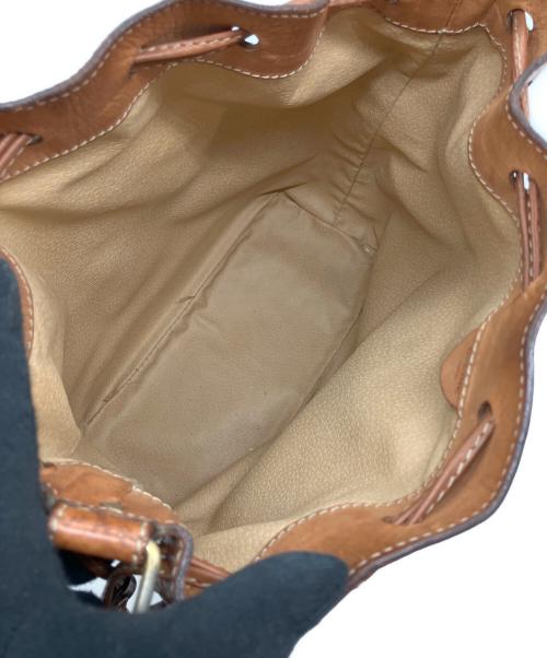 CELINE（セリーヌ）CELINE (セリーヌ) 巾着ショルダーバッグ　M08 ブラウンの古着・服飾アイテム