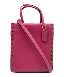 COACH（コーチ）の古着「ミニカシントートークリスタルリベット　ce729」｜ピンク