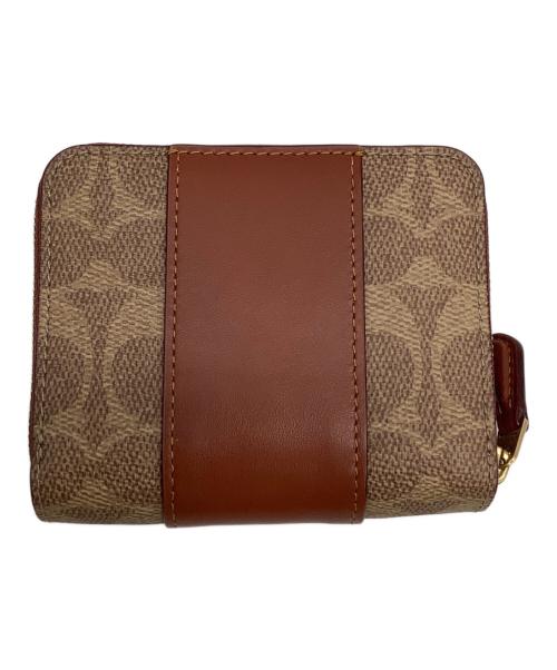 COACH（コーチ）COACH (コーチ) ビルフォールド ウォレット・カラーブロック シグネチャー キャンバス　2つ折り財布 ブラウンの古着・服飾アイテム