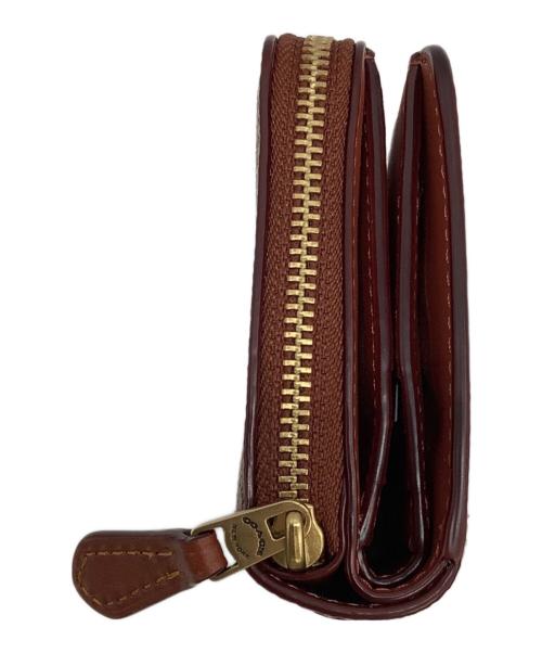 COACH（コーチ）COACH (コーチ) ビルフォールド ウォレット・カラーブロック シグネチャー キャンバス　2つ折り財布 ブラウンの古着・服飾アイテム