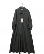 SHIPS anyシップスエニィ）の古着「フラットカラー パフ シャツ ワンピース」｜カーキ