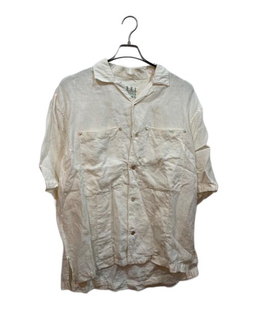MISEI（ミセイ）MISEI (ミセイ) リネンオープンカラーシャツ ホワイト サイズ:Fの古着・服飾アイテム