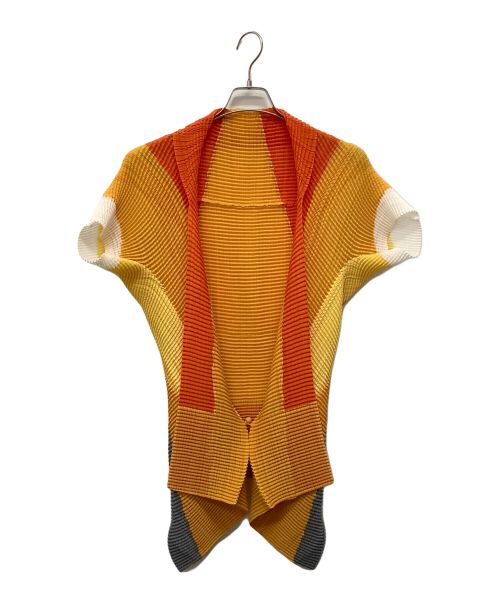 ISSEY MIYAKE（イッセイミヤケ）ISSEY MIYAKE (イッセイミヤケ) プリーツカーディガン オレンジ サイズ:2の古着・服飾アイテム