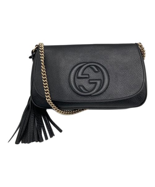 GUCCI（グッチ）GUCCI (グッチ) ソーホー　チェーンショルダーバッグ ブラックの古着・服飾アイテム