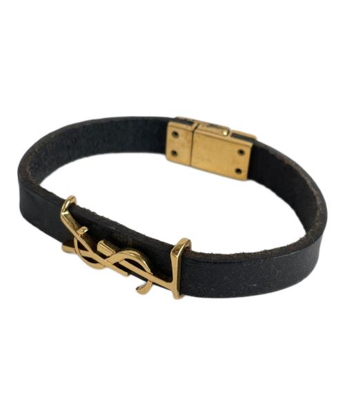Yves Saint Laurent（イヴサンローラン）Yves Saint Laurent (イヴサンローラン) レザーバングル ブラックの古着・服飾アイテム