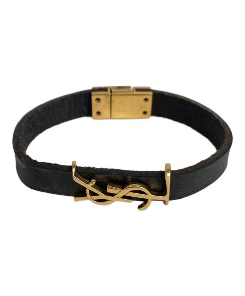 Yves Saint Laurent（イヴサンローラン）Yves Saint Laurent (イヴサンローラン) レザーバングル ブラックの古着・服飾アイテム