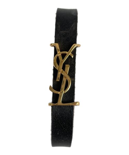 Yves Saint Laurent（イヴサンローラン）Yves Saint Laurent (イヴサンローラン) レザーバングル ブラックの古着・服飾アイテム
