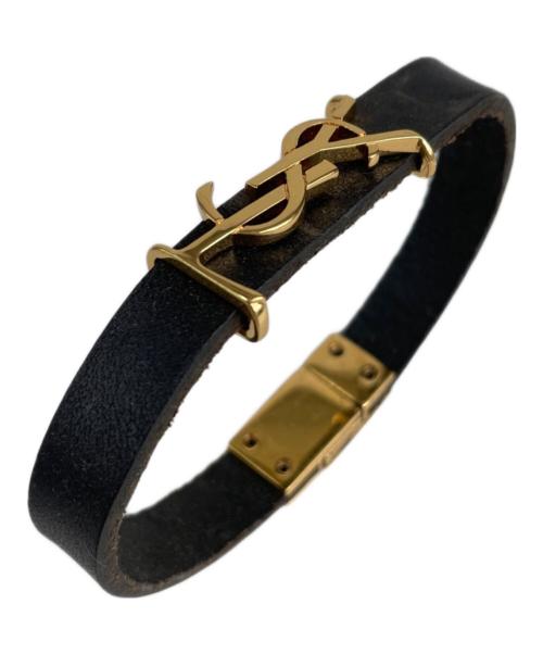 Yves Saint Laurent（イヴサンローラン）Yves Saint Laurent (イヴサンローラン) レザーバングル ブラックの古着・服飾アイテム