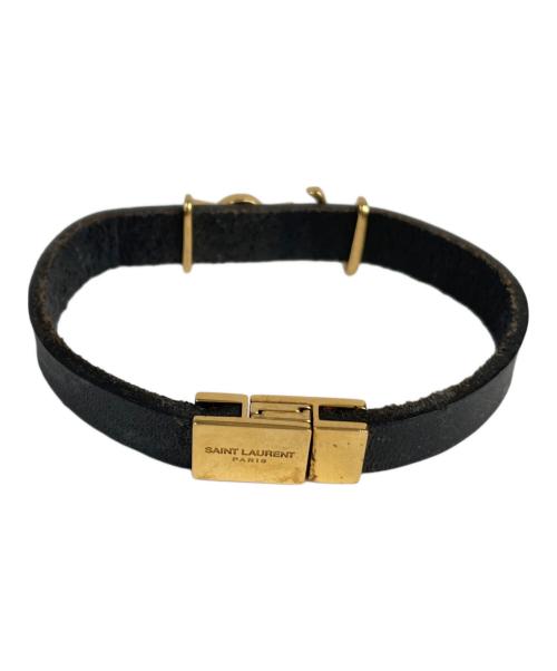 Yves Saint Laurent（イヴサンローラン）Yves Saint Laurent (イヴサンローラン) レザーバングル ブラックの古着・服飾アイテム