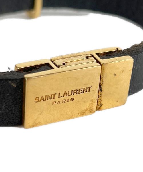 Yves Saint Laurent（イヴサンローラン）Yves Saint Laurent (イヴサンローラン) レザーバングル ブラックの古着・服飾アイテム