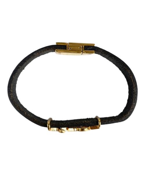 Yves Saint Laurent（イヴサンローラン）Yves Saint Laurent (イヴサンローラン) レザーバングル ブラックの古着・服飾アイテム