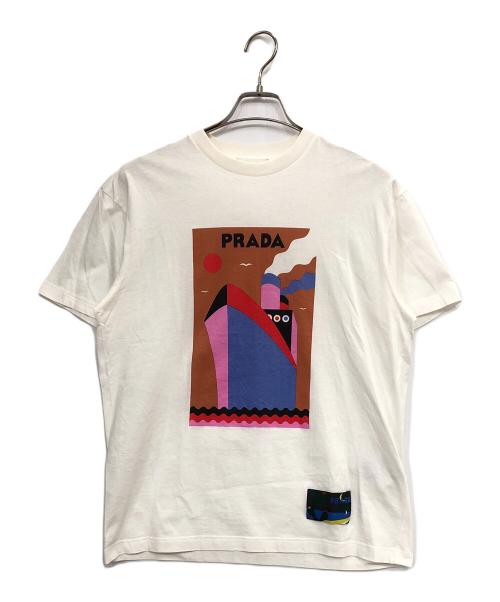 PRADA（プラダ）PRADA (プラダ) オリンピア・ザグノリ ボート プリントTシャツ／OLIMPIA ZAGNOLI BOAT T PRINT SHIRT ホワイト サイズ:SIZE Mの古着・服飾アイテム