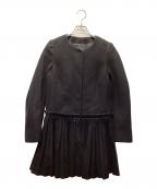 RED VALENTINOレッドヴァレンティノ）の古着「プリーツ切替コート」｜ブラック