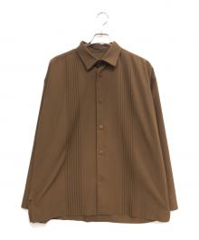 IM MEN（アイム メン）の古着「プリーツシャツ」｜ブラウン