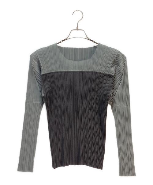 PLEATS PLEASE（プリーツプリーズ）PLEATS PLEASE (プリーツプリーズ) バイカラープリーツカットソー グレー サイズ:3の古着・服飾アイテム