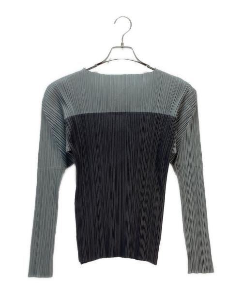 PLEATS PLEASE（プリーツプリーズ）PLEATS PLEASE (プリーツプリーズ) バイカラープリーツカットソー グレー サイズ:3の古着・服飾アイテム