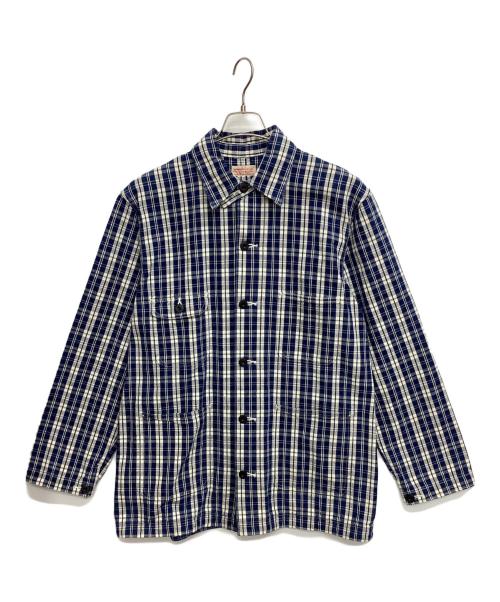 UNION SUPPLY（ユニオンサプライ）UNION SUPPLY (ユニオンサプライ) パラカチェックワークジャケット ネイビー×ホワイト サイズ:17 1/2の古着・服飾アイテム