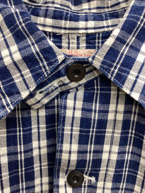 UNION SUPPLY（ユニオンサプライ）UNION SUPPLY (ユニオンサプライ) パラカチェックワークジャケット ネイビー×ホワイト サイズ:17 1/2の古着・服飾アイテム