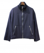 HERMESエルメス）の古着「レザー切替ブルゾン/ウールジャケット」｜ネイビー