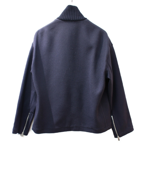 HERMES（エルメス）HERMES (エルメス) レザー切替ブルゾン/ウールジャケット ネイビー サイズ:50の古着・服飾アイテム