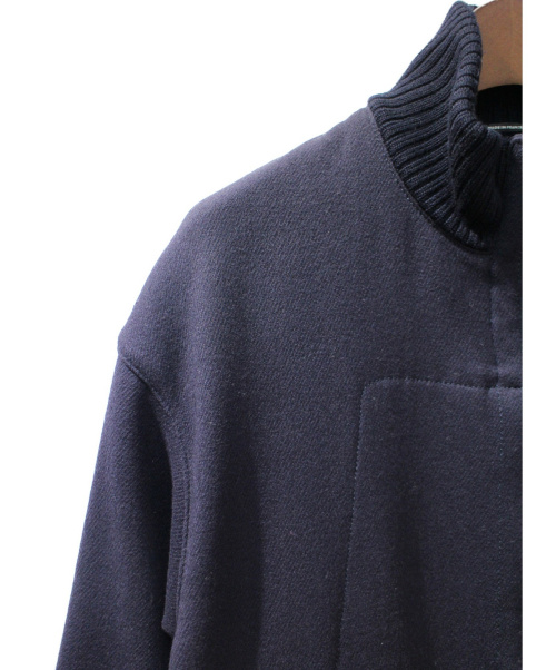 HERMES（エルメス）HERMES (エルメス) レザー切替ブルゾン/ウールジャケット ネイビー サイズ:50の古着・服飾アイテム
