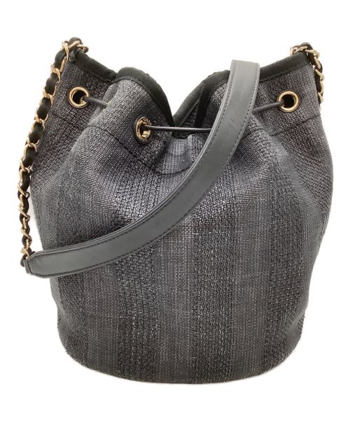 CHANEL（シャネル）CHANEL (シャネル) ドーヴィル 巾着チェーンショルダーバッグ ブラックの古着・服飾アイテム
