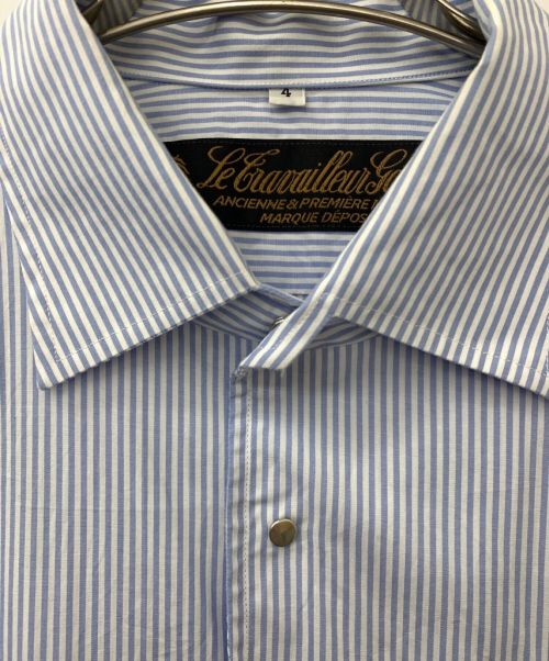 le travailleur gallice（ル・トラヴァイユール・ガリス）LE TRAVAILLEUR GALLICE (ル・トラヴァイユール・ガリス) ストライプオーバーシャツ ブルー サイズ:4の古着・服飾アイテム