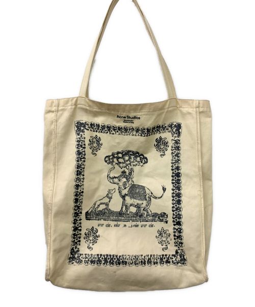 Acne studios（アクネ ストゥディオス）ACNE STUDIOS (アクネストゥディオス) キャンバスコーティングトートバッグ アイボリーの古着・服飾アイテム