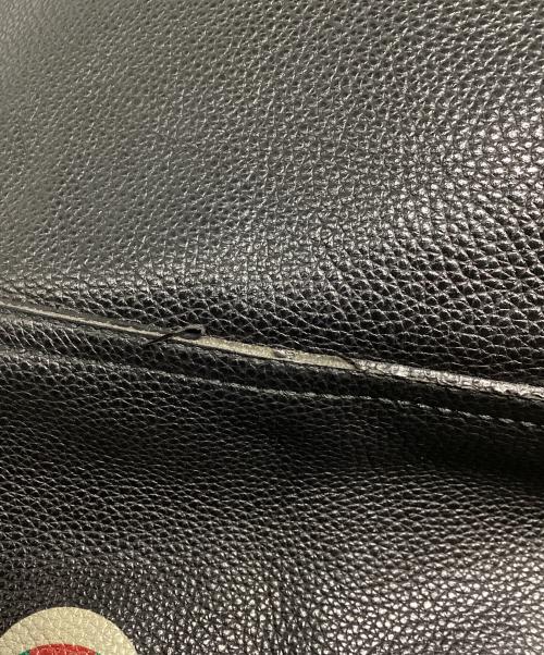 GUCCI（グッチ）GUCCI (グッチ) ロゴプリント レザートートバッグ ブラックの古着・服飾アイテム