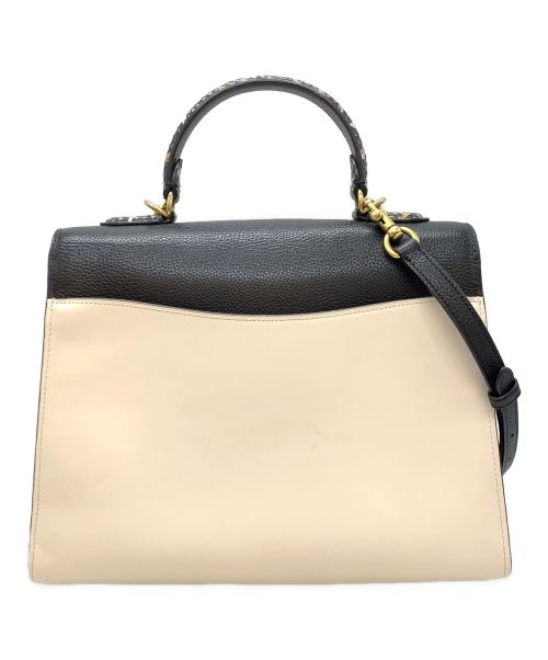 COACH（コーチ）COACH (コーチ) タビー トップ ハンドル イン カラー ブロック スネークスキン ショルダーバッグ ホワイト×ブラックの古着・服飾アイテム