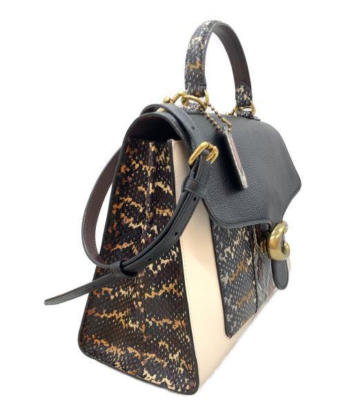 COACH（コーチ）COACH (コーチ) タビー トップ ハンドル イン カラー ブロック スネークスキン ショルダーバッグ ホワイト×ブラックの古着・服飾アイテム
