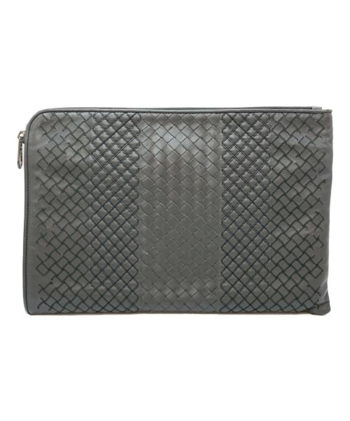 BOTTEGA VENETA（ボッテガベネタ）BOTTEGA VENETA (ボッテガベネタ) イントレチャート クラッチバッグ グレーの古着・服飾アイテム