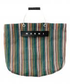 MARNIマルニ）の古着「フラワーカフェトートバッグ」｜グリーン×ピンク