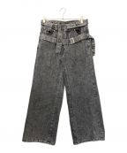 ANDWANGアンドワン）の古着「ダブルベルトデニムパンツ」｜ブラック