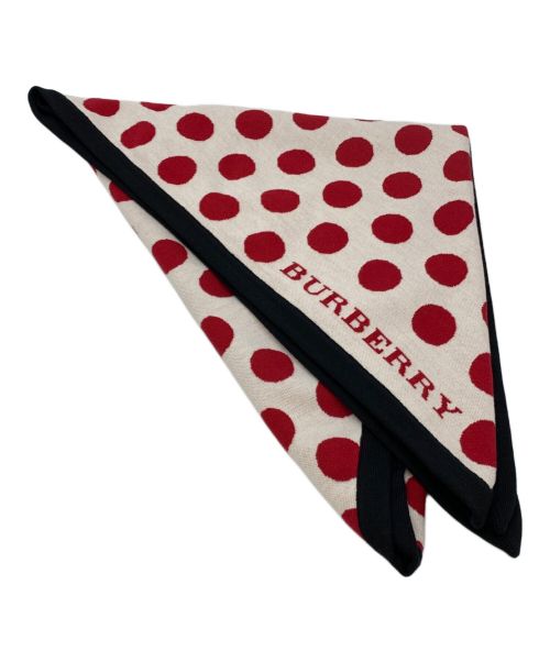 BURBERRY（バーバリー）BURBERRY (バーバリー) SPOT JACQUARD KNITTED BANDANA レッド×ホワイト サイズ:180x85cm 未使用品の古着・服飾アイテム